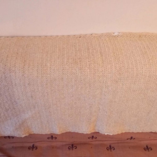 Woolen scarf handmade used, beige, 1.80×0.50 m