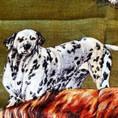 Linen towel with dog breeds design, new, 74x47 cm