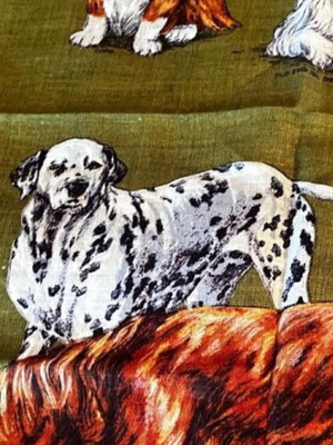 Linen towel with dog breeds design, new, 74x47 cm