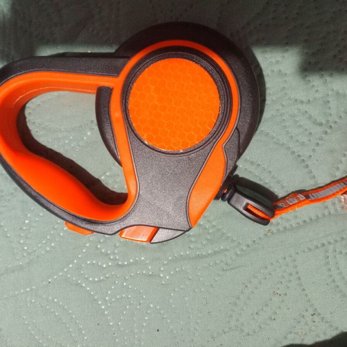 Retractable dog leash new, orange and black