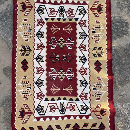 Turkish knitted decorative wall rug like new, 1950-60