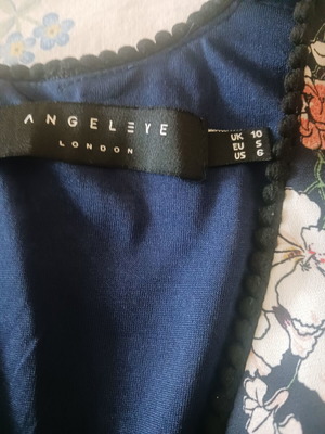 Angel Eye women's dress, dark blue floral, long sleeves