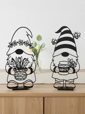 Decorative spring gnomes set of 2, new