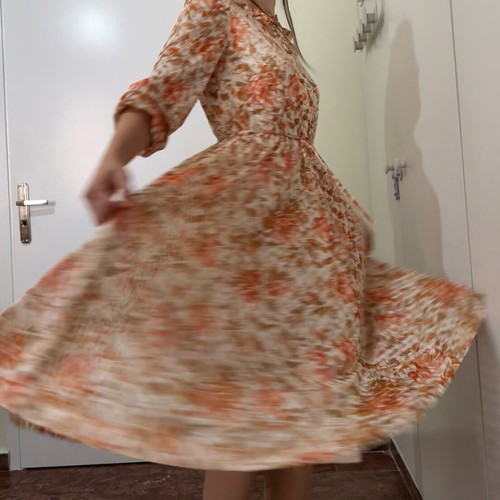 Vintage floral dress Miss Onward like new, white and orange