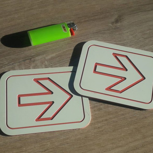 Direction signs used, straight arrow, 10x10 cm