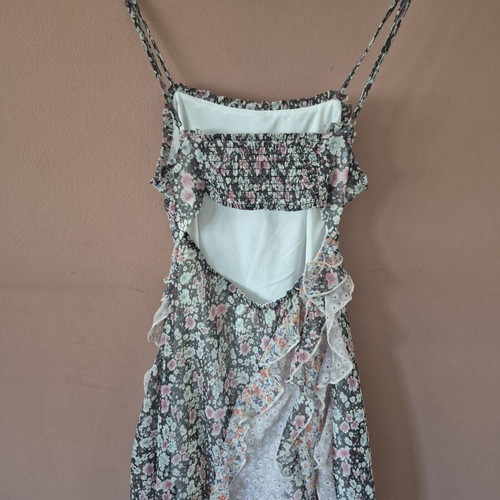Floral short dress beige-brown like new XS-S