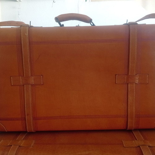 Set of 3 vintage leather suitcases new brown