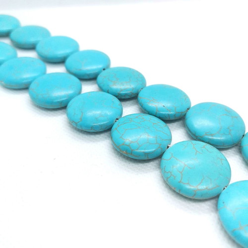 Turquoise Howlite Round Beads 26mm New, 16 Pieces