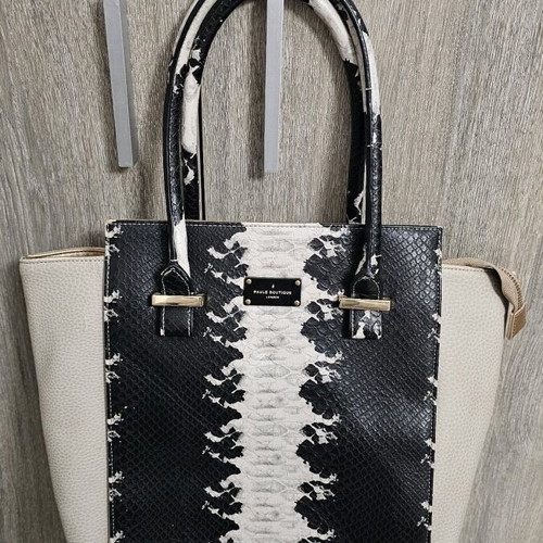 Pauls Boutique shoulder bag used with snake pattern black and grey 30x35