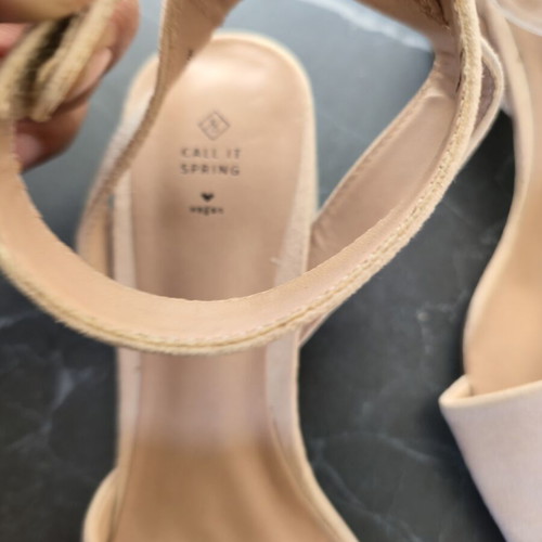 Call It Spring beige faux suede pumps with ankle strap, size 39