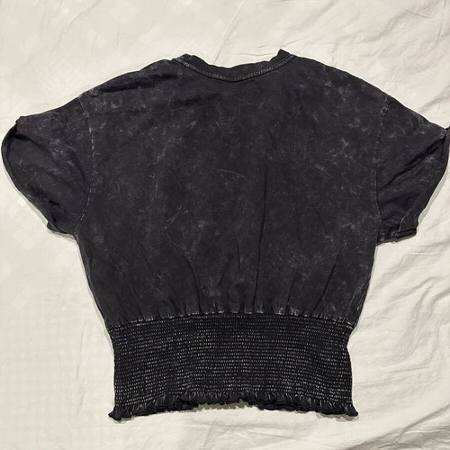 Bershka crop top with honeycomb waist band, acid wash black
