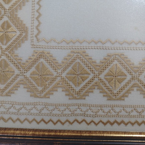 Serving tray with Lefkadian embroidery new 50x35 cm with frame