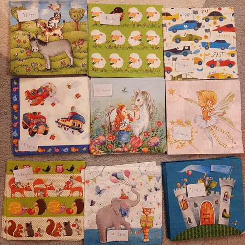 Decoupage napkins used, all together