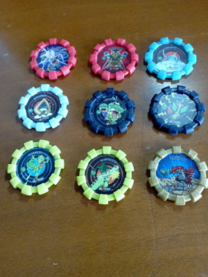 Pokemon Boinx caps used, pack of 9 pieces 2007