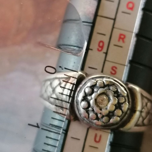 Men's Silver 950 Vintage Style Ring with Zircon New No 62 (US 10.5)