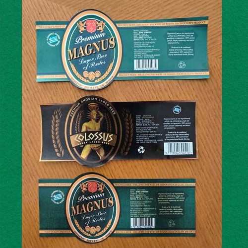 Rhodes Beer Labels Colossus and Magnus set of 3 new