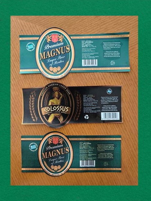 Rhodes Beer Labels Colossus and Magnus set of 3 new