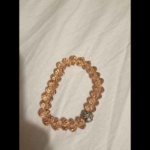 Beaded bracelet like new, beige and silver