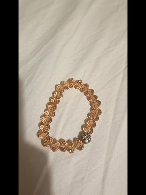 Beaded bracelet like new, beige and silver