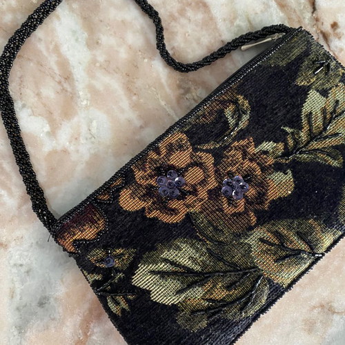 Vintage shoulder bag used with embroidered designs and beads