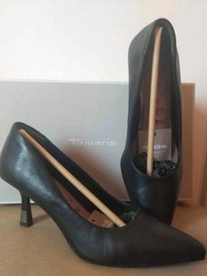 Γόβες Tamaris 37 δέρμα μαύρες σαν καινούργιες με χαμηλό τακούνι