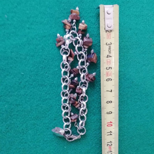 Boho stainless steel bracelet with brown color and irregular resin beads like new
