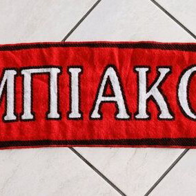 Olympiacos UEFA Champions League scarf used, red and white