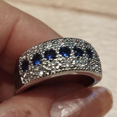 Blue Zirconia Stone Ring Elegance, like new, white gold coated