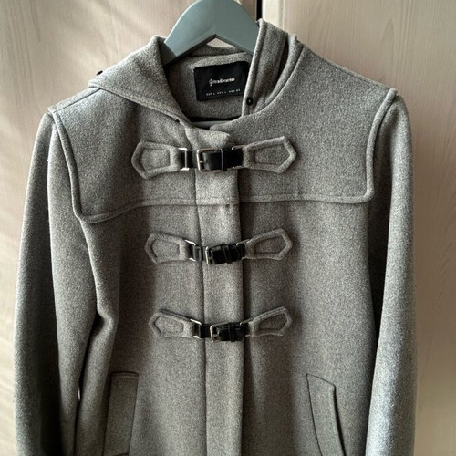 Stradivarius hooded coat gray like new size L