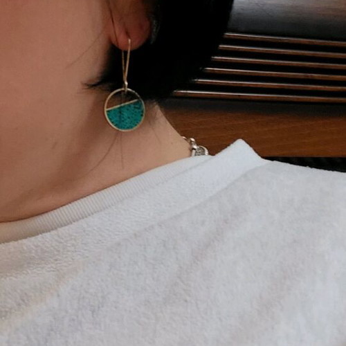 Silver 925 gold-plated earrings with terrazzo like new