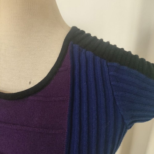 Sandro Paris cotton mini dress with crochet and color blocks, size S