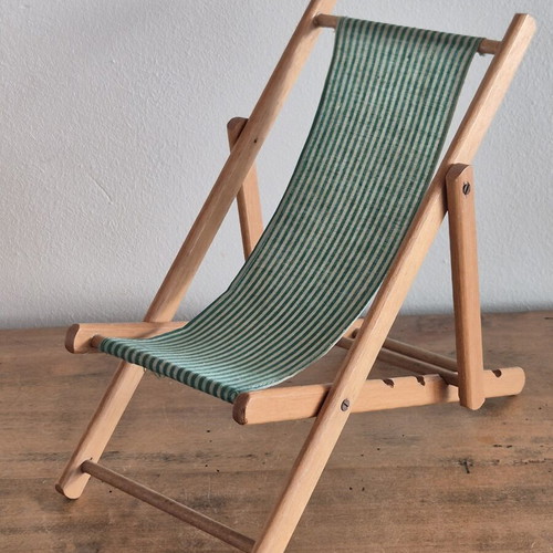 Vintage Mid-Century Miniature Transat Beach Chair Model