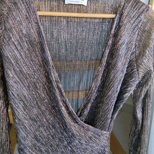 BSB evening wrap blouse like new, gold with lurex threads
