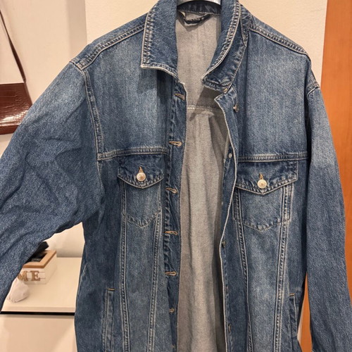 Long denim jacket used, size medium, blue