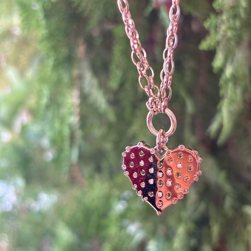 Folli Follie heart necklace with double chain in rose gold, like new