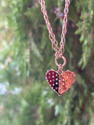 Folli Follie heart necklace with double chain in rose gold, like new