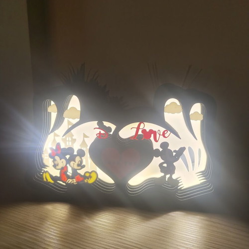 Mickey & Minnie LED lamp like new, USB powered, 3D printed