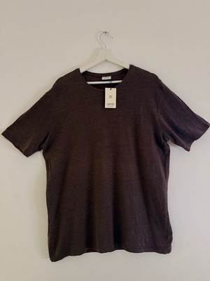 T-shirt Slim Fit 100% λινό καφέ μέγεθος XL