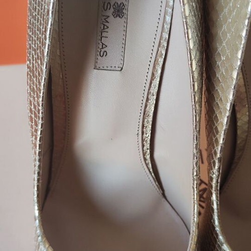 Tsakiris Mallas gold snake print leather pumps size 41 used, 12cm heel