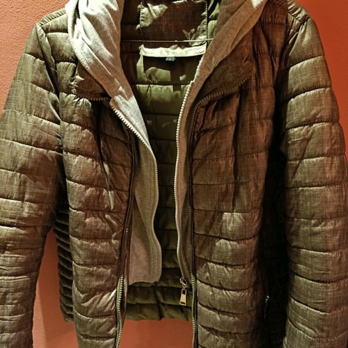 Khaki jacket like new with removable hoodie and inner sweatshirt