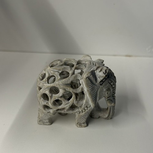 Handmade Indian Elephant Figurine in Soapstone, Like New