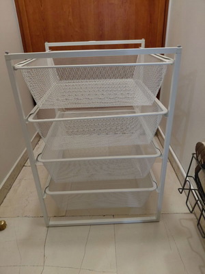 Ikea Janoxel white storage unit with drawers and baskets like new