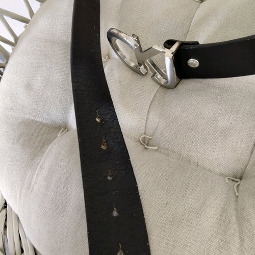 Calvin Klein Jeans (CKJ) leather belt used, black, 110 cm