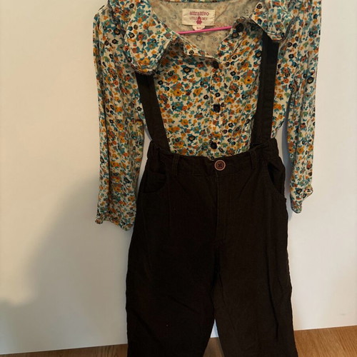 Attrativo corduroy baby overalls set with shirt like new
