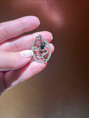 Rose pendant necklace vintage silver 800 used