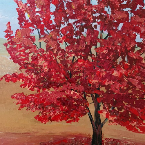 Autumn Tree acrylic painting 40x40cm unframed