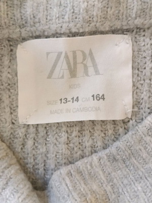 Zara wool sweater like new, gray, size 164 for 13-14 years old