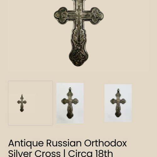 Russian Orthodox cross antique silver used, 19th century