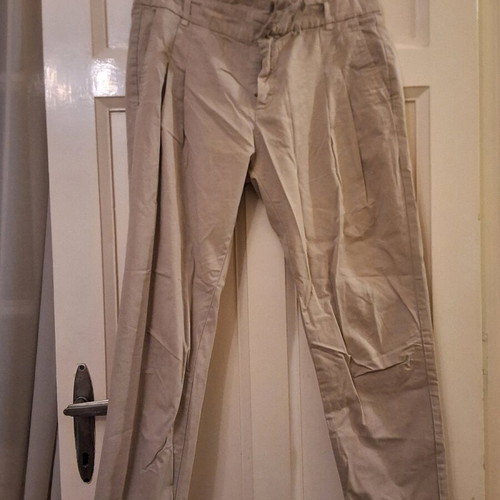 Zara fabric pants used, beige, high-waisted, size M