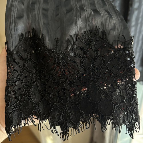 Uterque evening blouse with sheer shoulders and velvet details